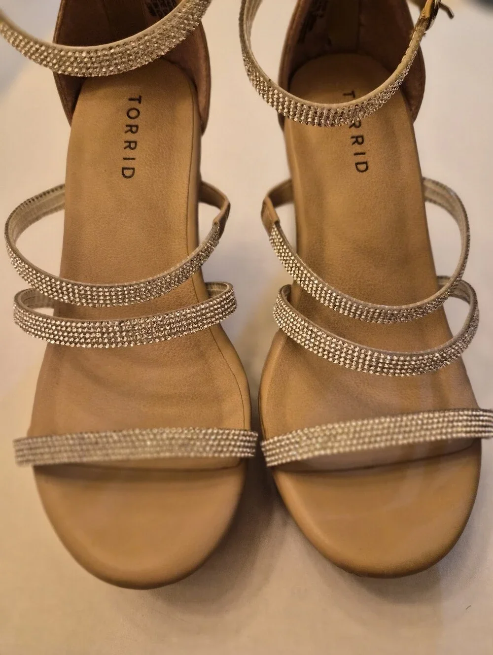 torrid Blush Nude Wedge Sandals with Sparkle Straps